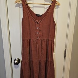 Velvet Heart Terracotta Button-Front Midi Dress